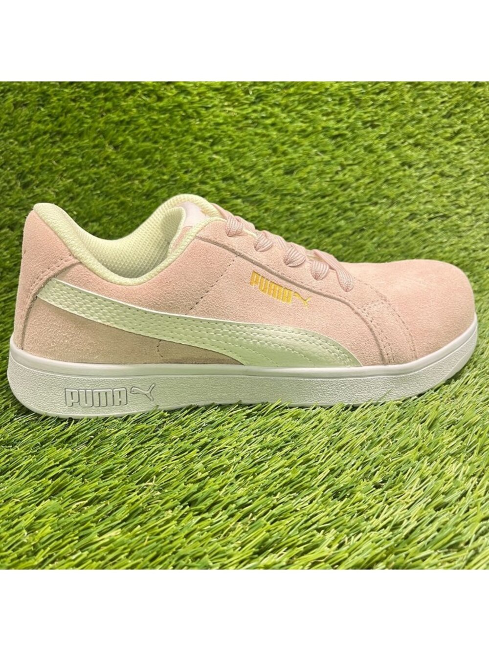 Puma Iconic Suede Low Womens Size 7.5 Pink White Composite Toe Safety Work Shoes
